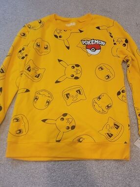 Hybrid Apparel Yellow Pokémon All-Over Graphic Kids Sweatshirt Nwt